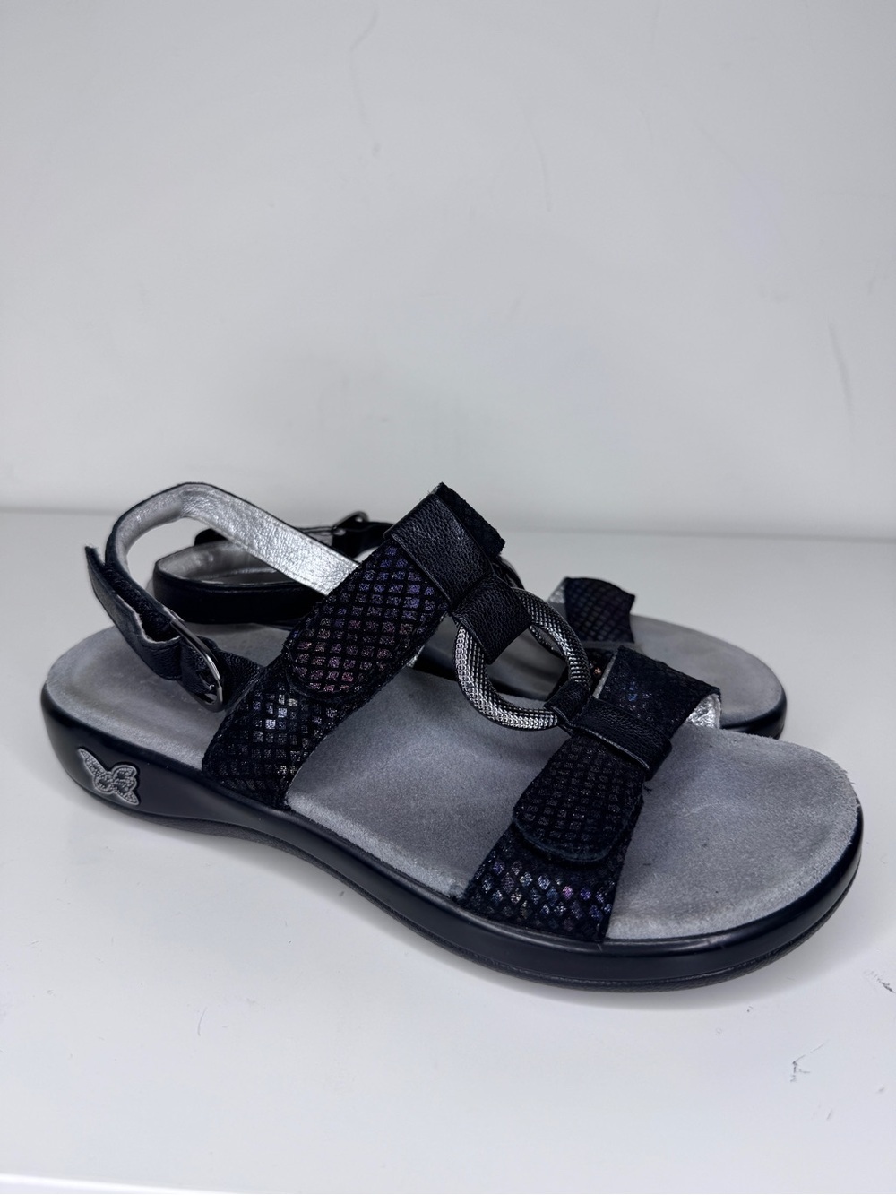 Alegria Julie Black Leather Sandals